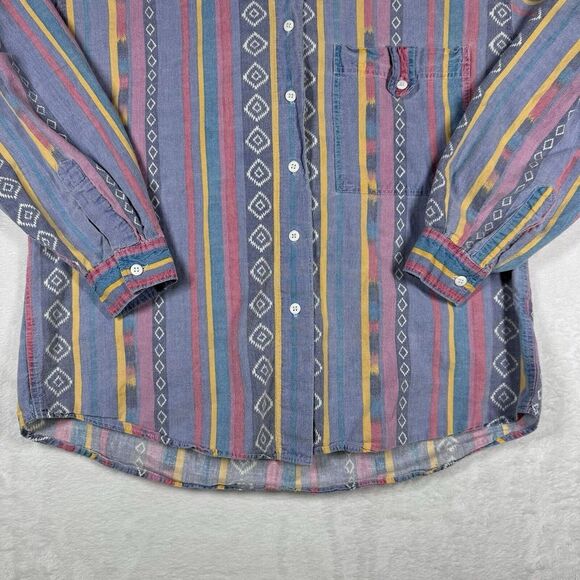 Vintage Jeans Wear Button Up Shirt Striped Abstract Aztec‎ Colorful Women's M - Picture 4 of 9